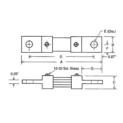Bus bar shunt type m 300 1000 amperes dimesions