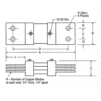 Bus bar shunt type r 1000 2000 amperes dimensions